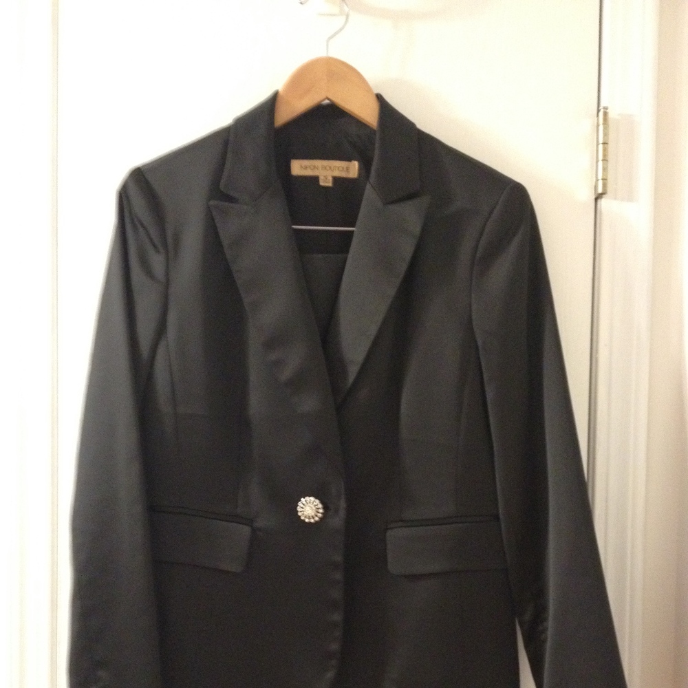 Nipon Boutique Satin Blazer+Skirt Suit